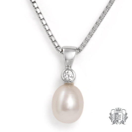 White Freshwater Pearl Pendant Sterling Silver