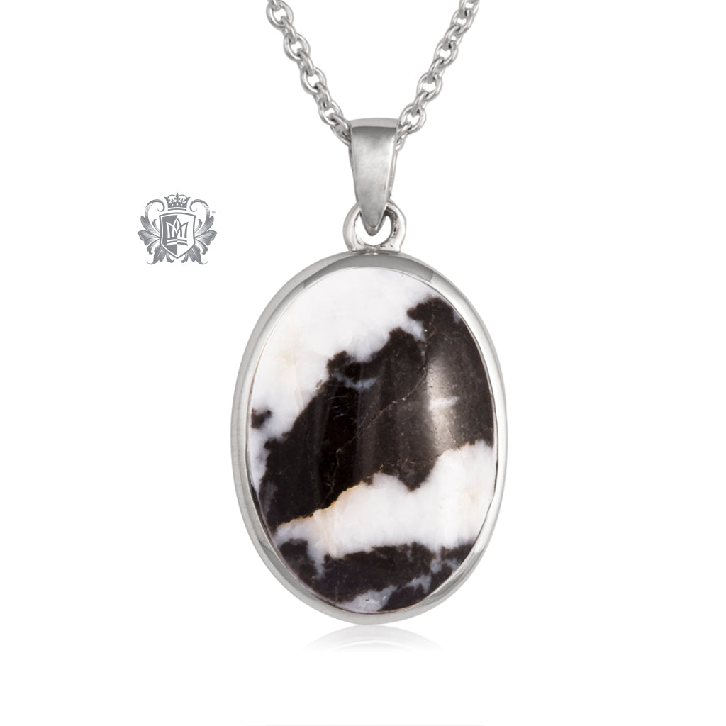 Oval Cabochon Cut Zebra Marble Pendant