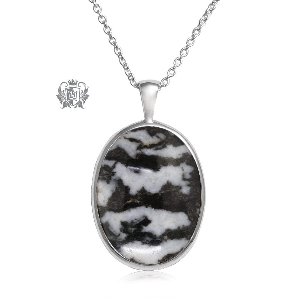 Zebra Marble Medium Oval Pendant