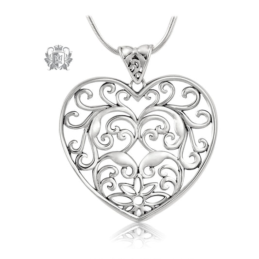 Large Scrolled Heart Pendant