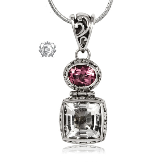 Rock Crystal & Pink Topaz Pendant