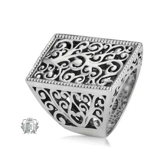 Square Top Scrolled Ring
