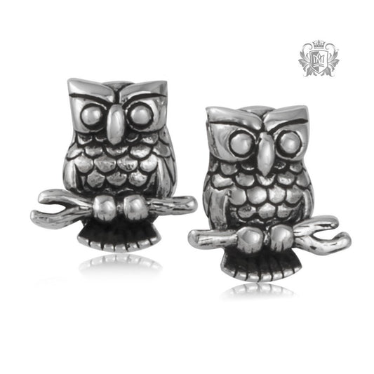 Sterling Silver Owl Stud Earrings