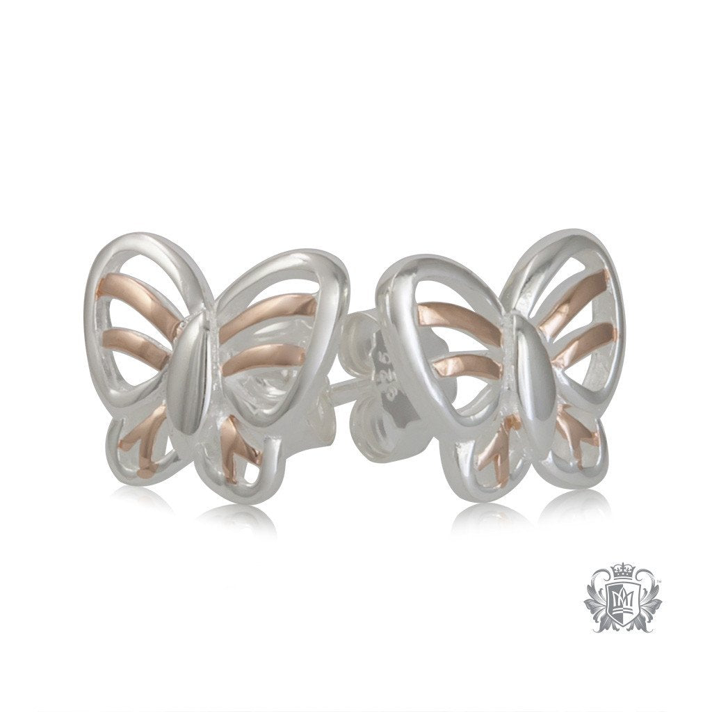 Rose Gold Dipped Sterling Silver Butterfly Earrings