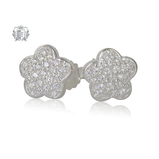 Pavé Flower Stud Earrings