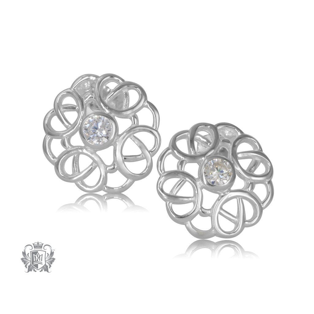 Celtic Knot Sterling Silver Earrings with Cubic Stones