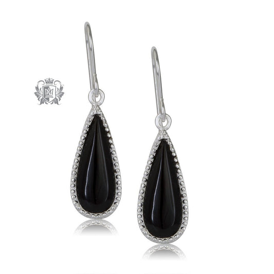 Black Onyx Sterling Silver Teardrop Earrings