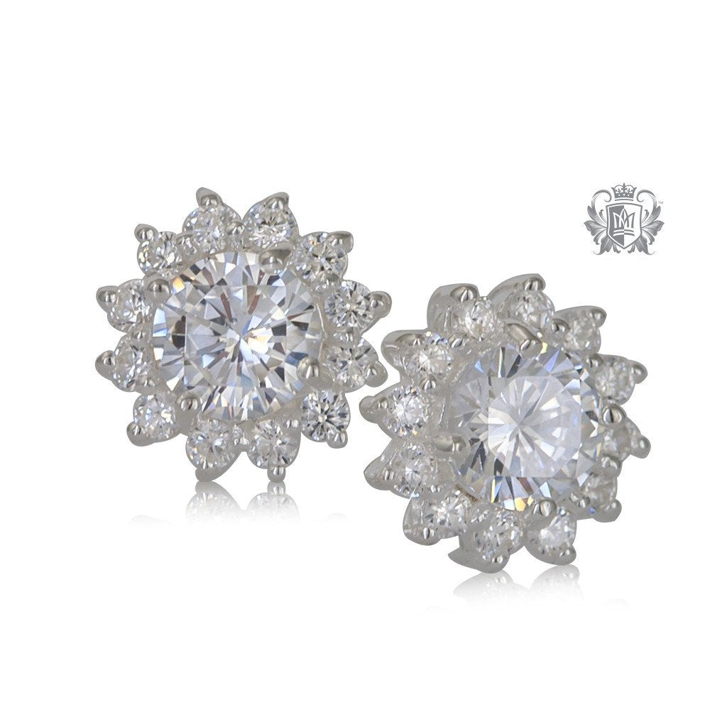 Round Classic Cubic Cluster Earrings