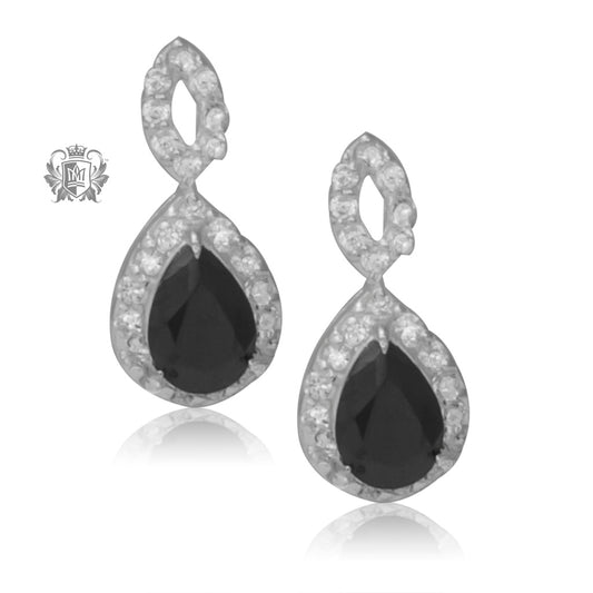 Teardrop Black Cubic Stud Earrings