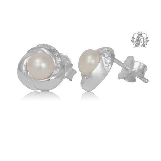 Fresh Water Pearl Knot Stud Earrings