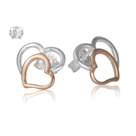 Double Heart Stud Earrings