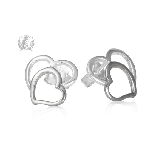 Double Heart Stud Earrings