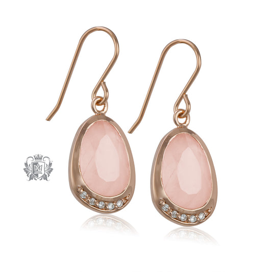 Rose Gold Dipped Rose Quartz Hanger Earrings