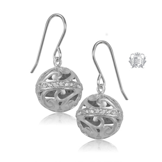 Scrolled Sphere Hanger Earrings