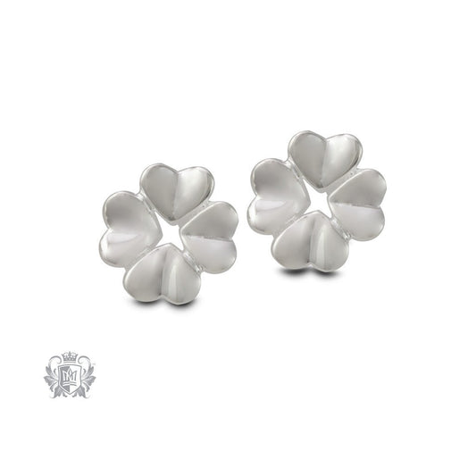 Four Leaf Clover Silver Earrings - front