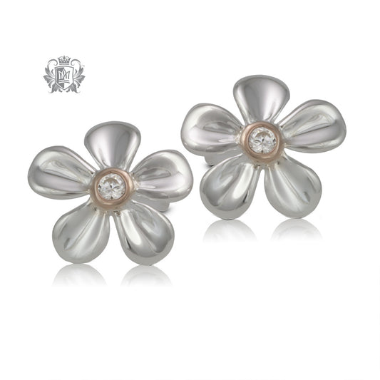 Dazzling Daisy Earrings with Rose Gold Accent