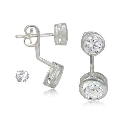 Double Bezel Set Cubic Ear Jackets