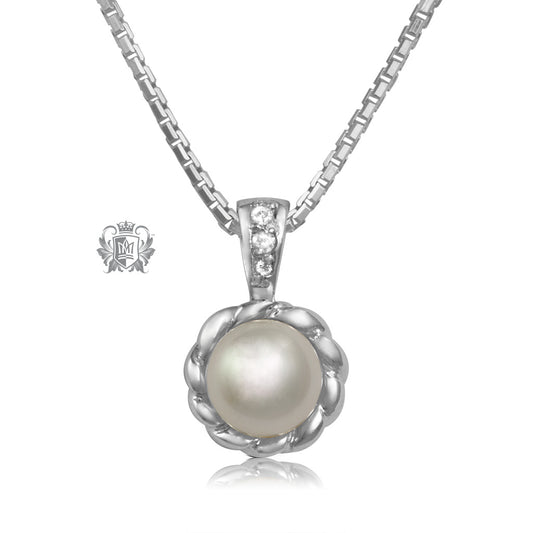Twisted Pearl Pendant with Diamond Accents