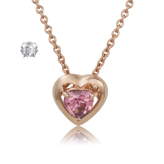 Rose Gold Dipped Pink Heart Necklace