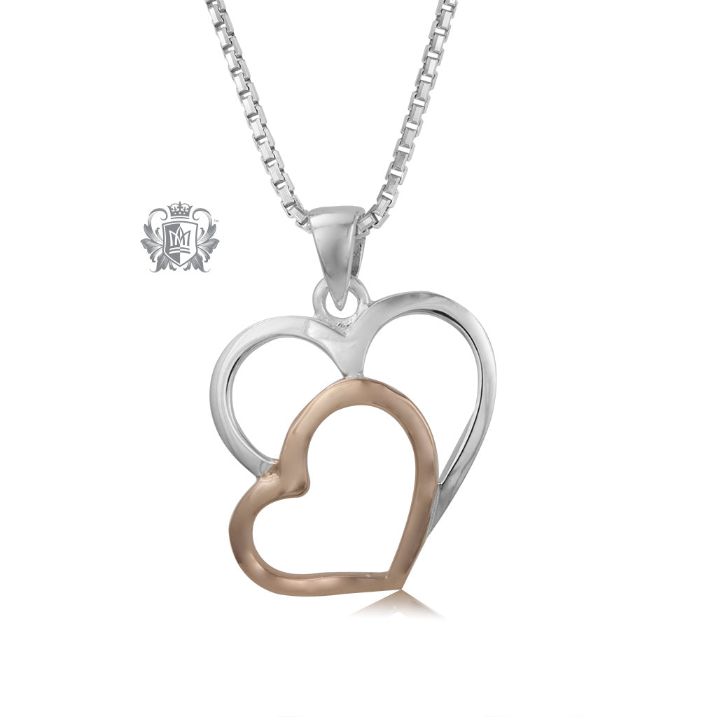 Double Heart Pendant with Rose Gold