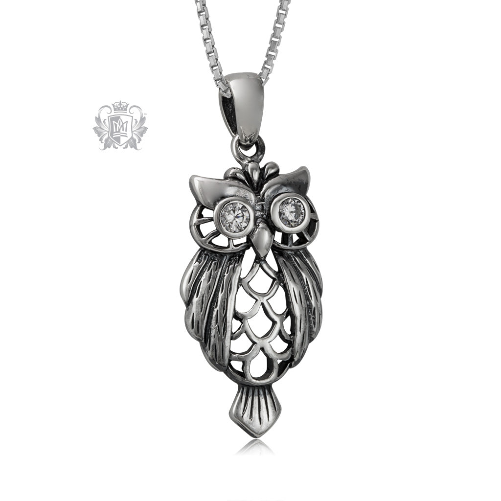 Sparkling Wisdom Owl Pendant