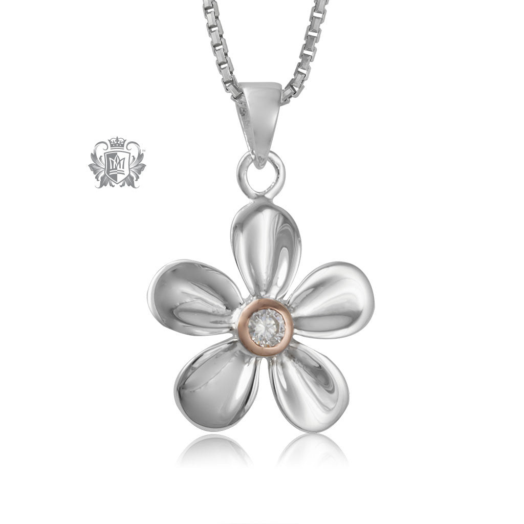 Dazzling Daisy Pendant with Rose Gold Accent