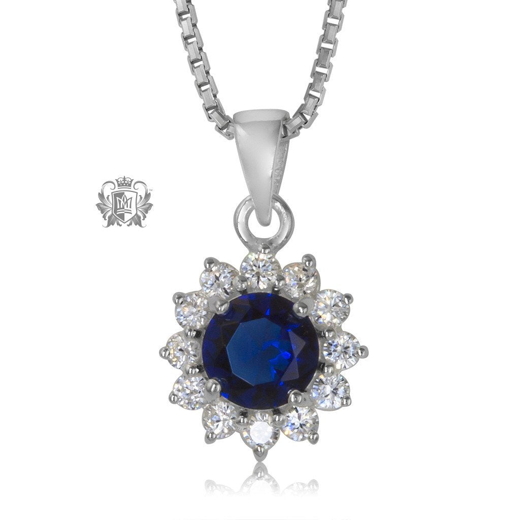 Metalsmiths Sterling Silver Round Cubic Cluster Pendant - Blue