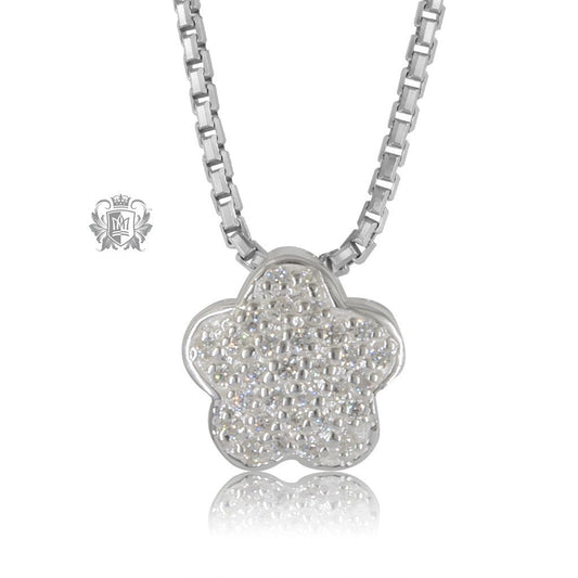 Metalsmiths Sterling Silver Pave Flower Slider Pendant