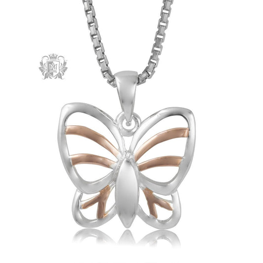 Metalsmiths Sterling Silver Rose Gold Dipped Butterfly Pendant