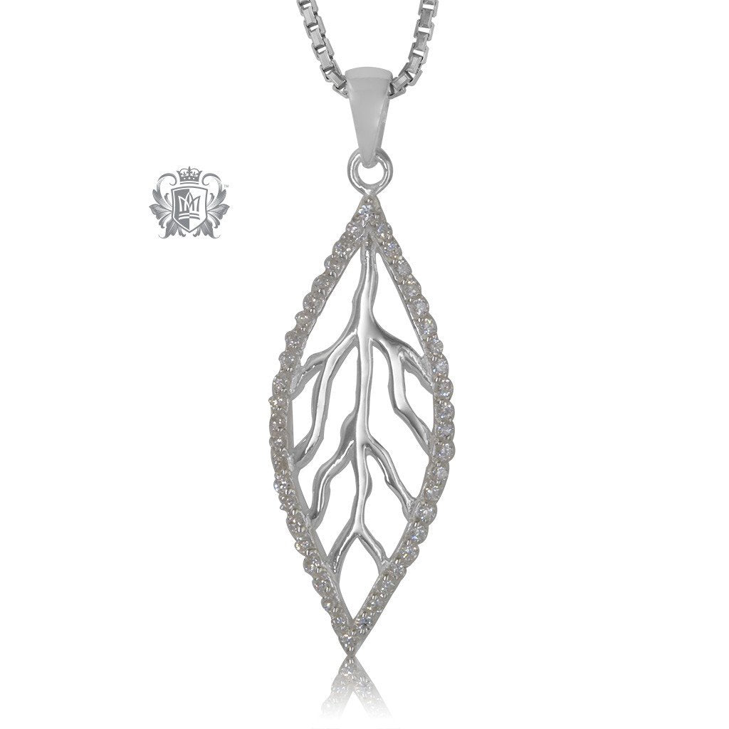 Metalsmiths Sterling Silver Sleek Sparkling Leaf Pendant
