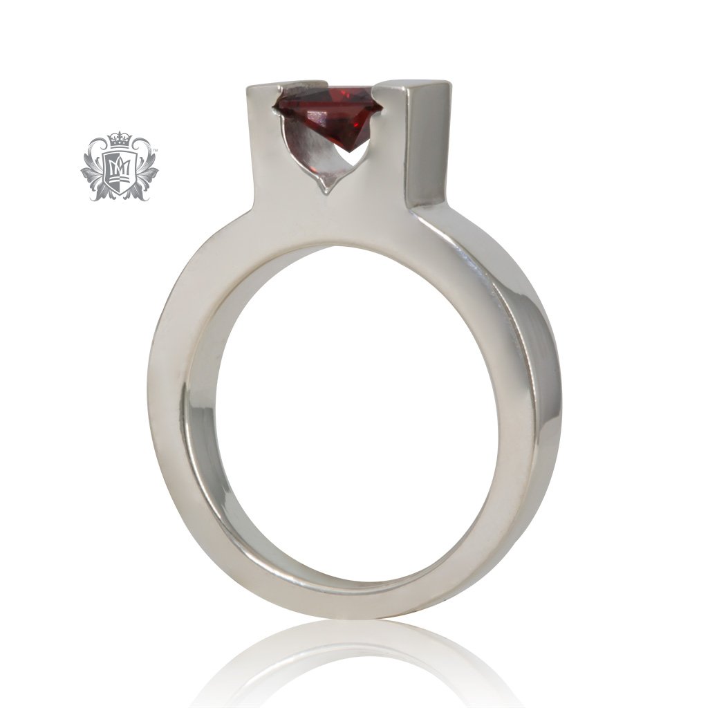 Metalsmiths Sterling Silver Garnet Floating Channel Set Ring - side