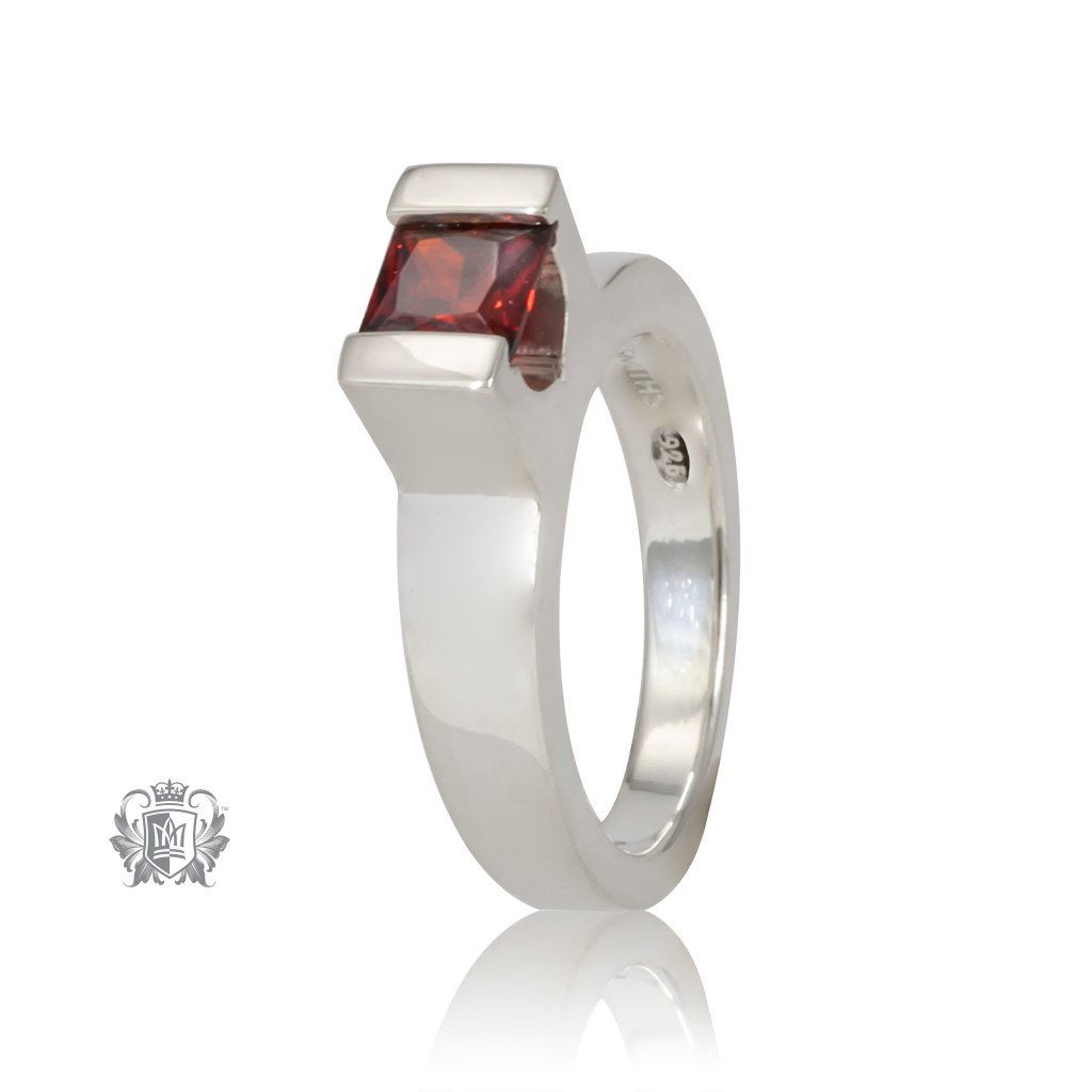 Metalsmiths Sterling Silver Garnet Floating Channel Set Ring - front