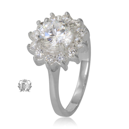 Metalsmiths Sterling Silver Round Cubic Cluster Ring - Clear