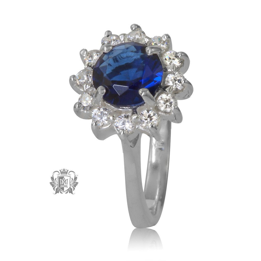 Metalsmiths Sterling Silver Round Cubic Cluster Ring - Blue