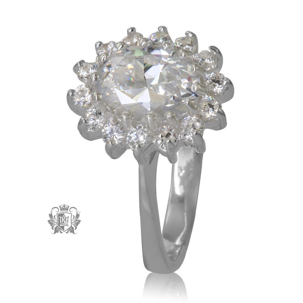Metalsmiths Sterling Silver Oval Cubic Cluster Ring - Clear