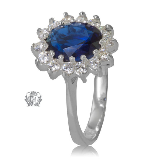 Metalsmiths Sterling Silver Oval Cubic Cluster Ring - Blue