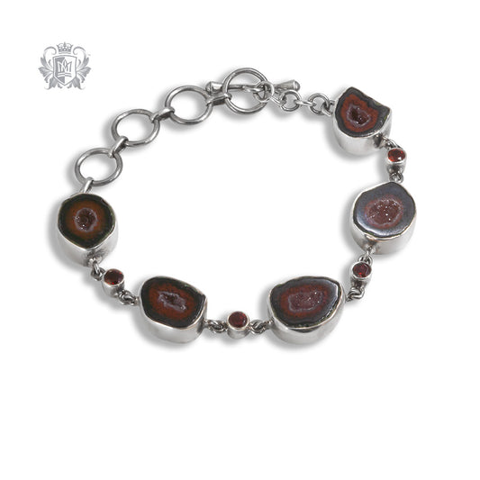 Watermelon Agate & Garnet Spinel Toggle Bracelet