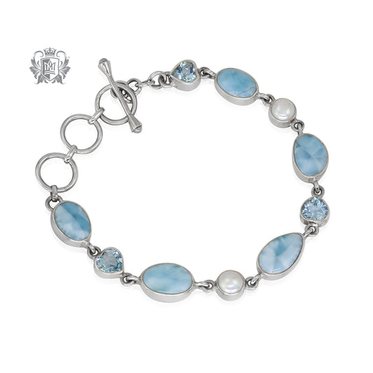 Moonstone & Blue Topaz Toggle Bracelet