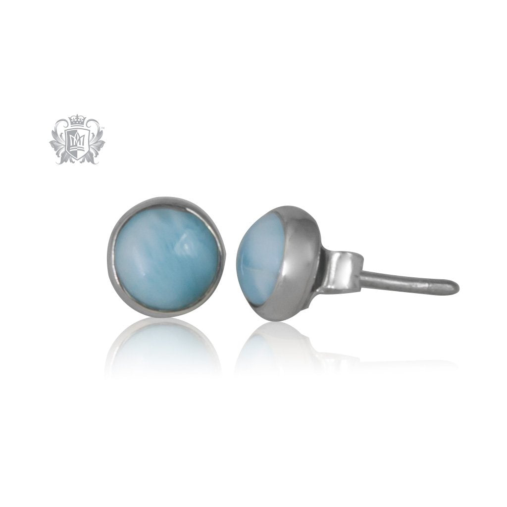 Larimar Round Stud Earrings