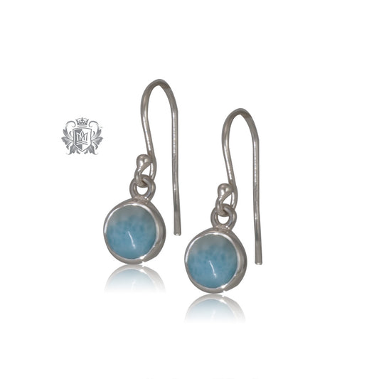 Round Larimar Hanger Earrings