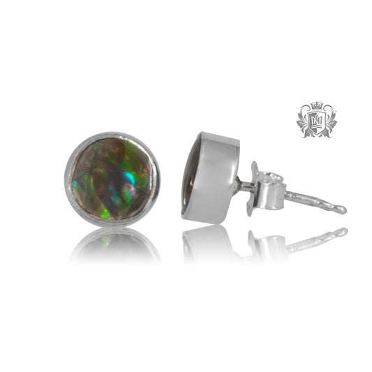Small Ammolite Round Studs Earrings