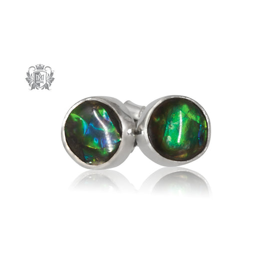 Small Ammolite Round Studs Earrings