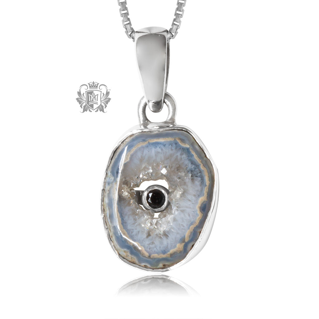 Black Spinel & Agate Pendant