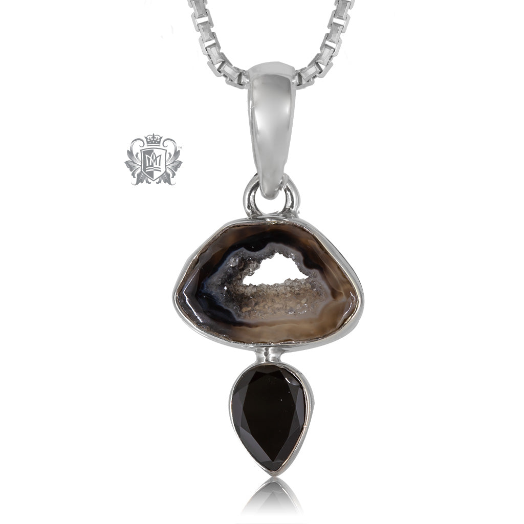 Black Spinel & Black Agate Pendant