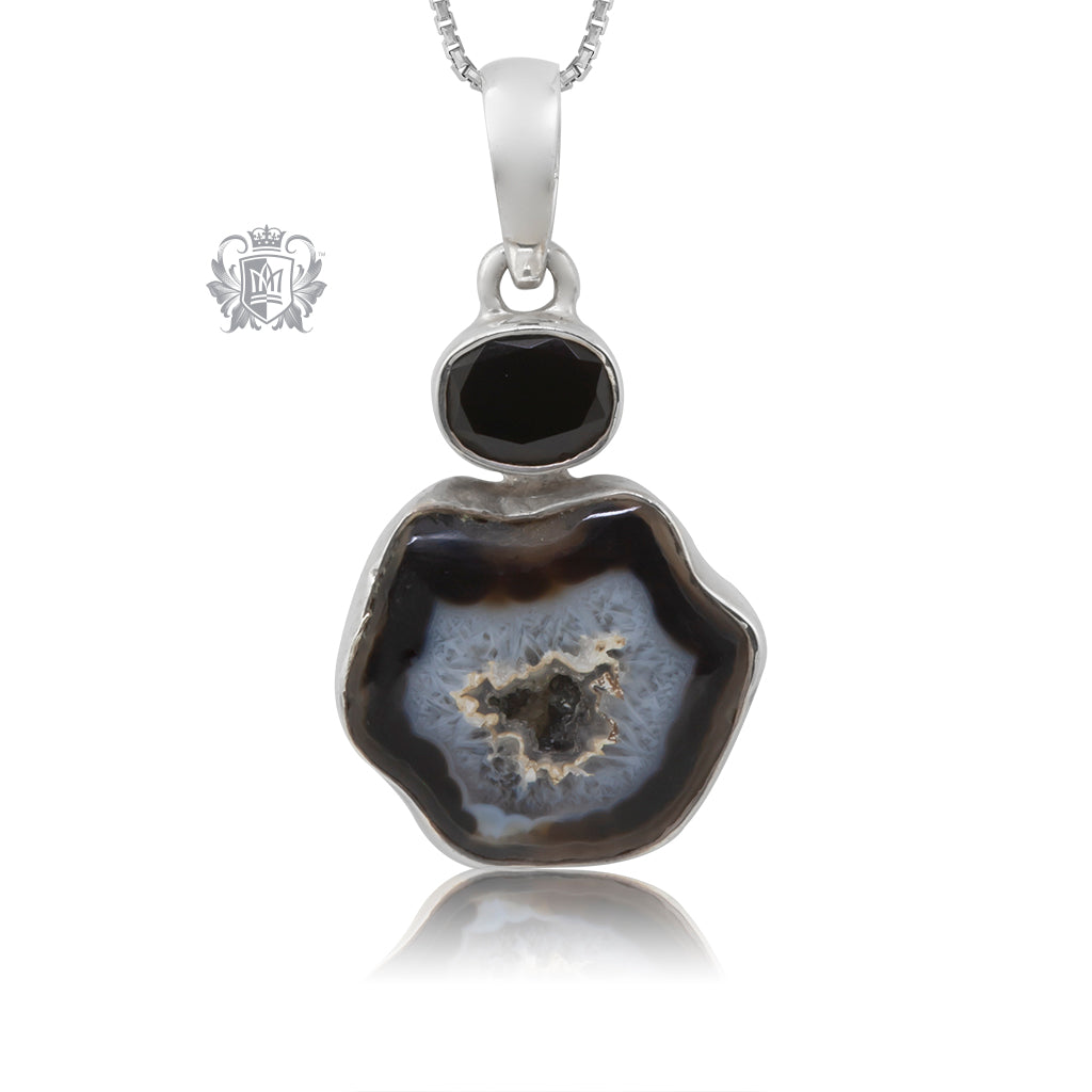 Black Spinel and Black Agate Pendant