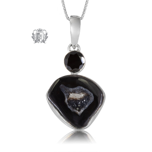 Black Spinel & Black Agate Pendant