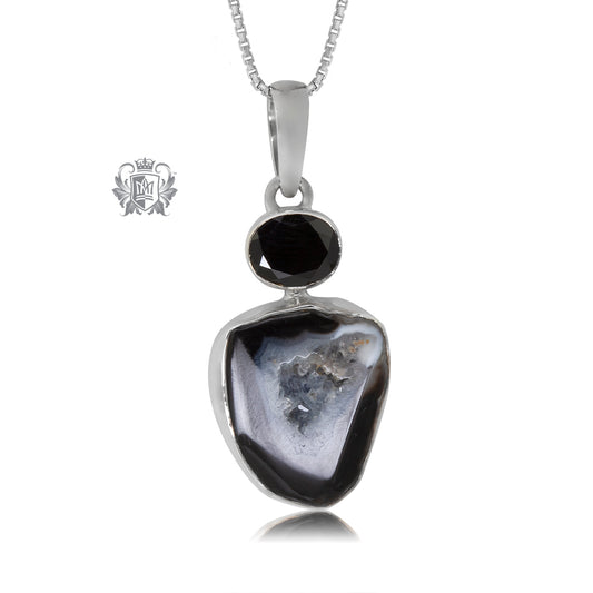 Black Spinel & Black Agate Slice Pendant