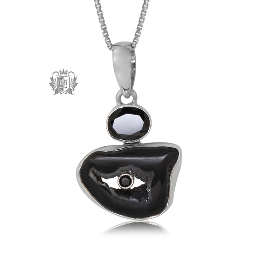 Black Spinel and Black Agate Pendant