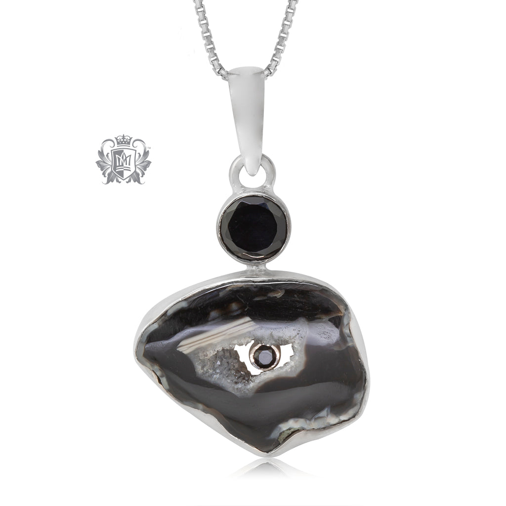 Black Spinel & Black Agate Pendant