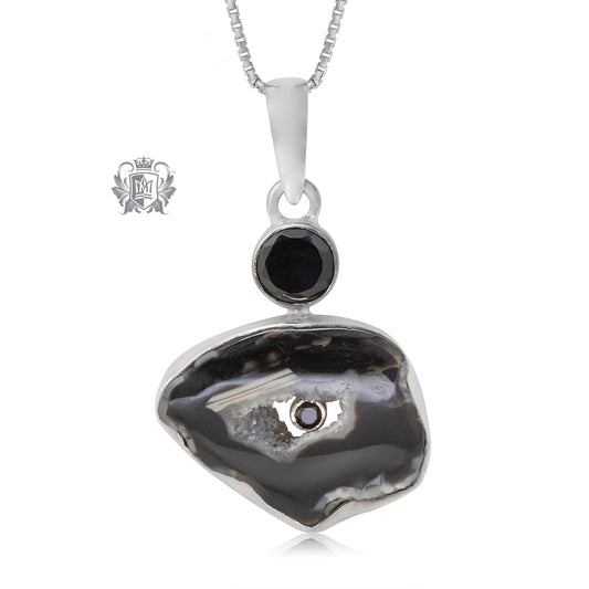 Black Spinel & Black Agate Pendant